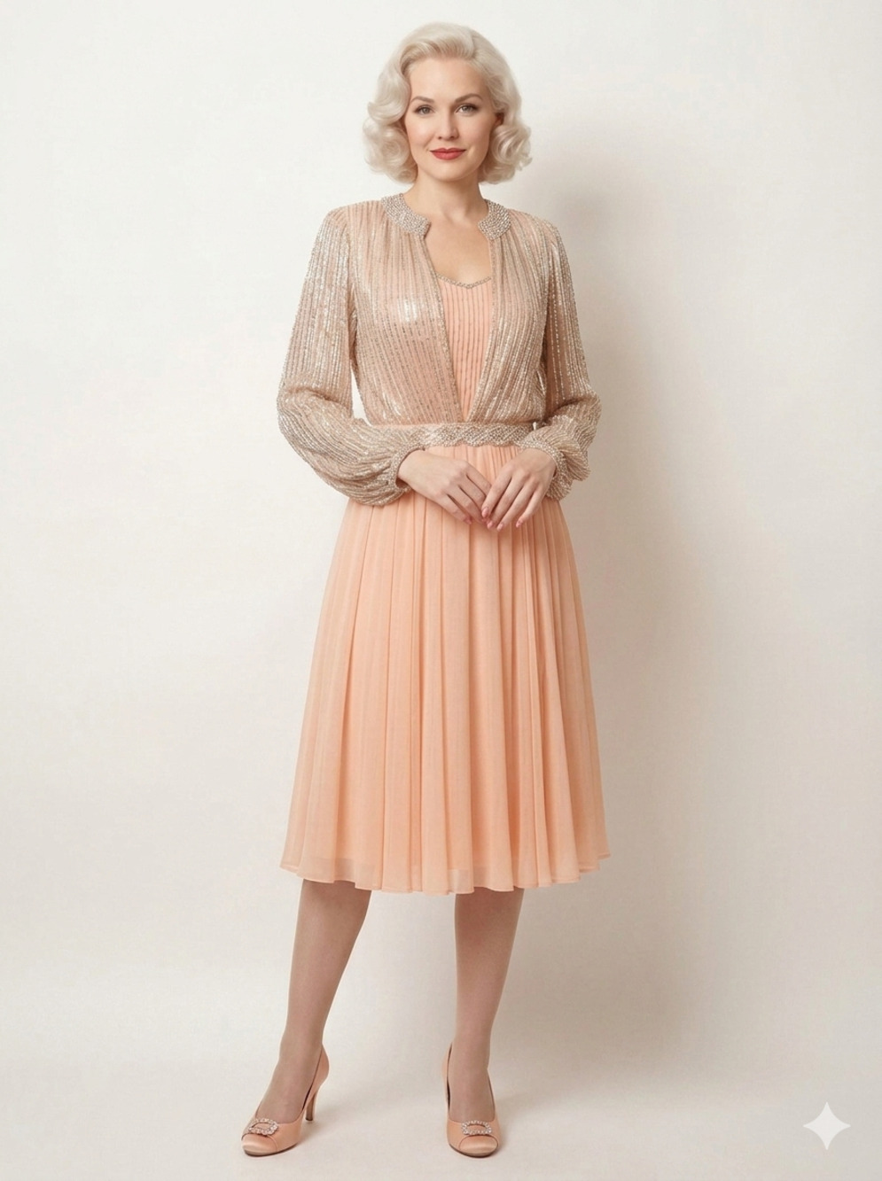 Vintage Victoria Royal Ltd Pink Chiffon Beaded Jacket Princess Prom Dress Size 8
